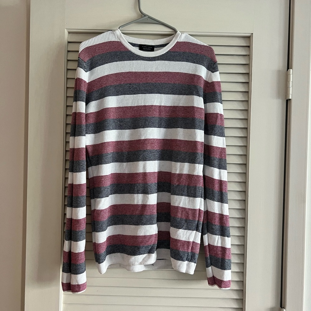 ZARA white, red and grey stripped jersey.